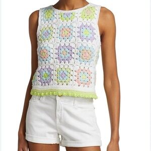 Alice + Olivia Reva Medallion Crocheted Top Size Small